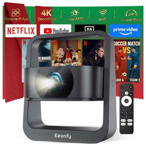 [App Integrata] Eeenfy Proiettore Portatile Venus V1 Pro, Smart Proiettore