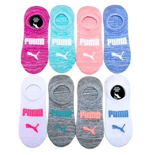 PUMA Women's Sneaker Liner Socks, 8 pair, Assorted Colors, Fits 5-9.5