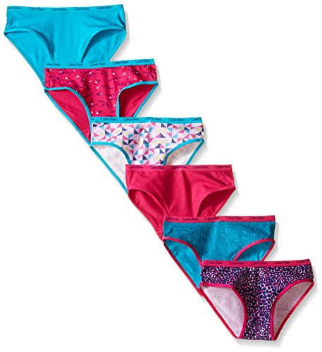 Calvin Klein Big Girls 6 Pa Multi Color Bikinis, Very Berry, Medium