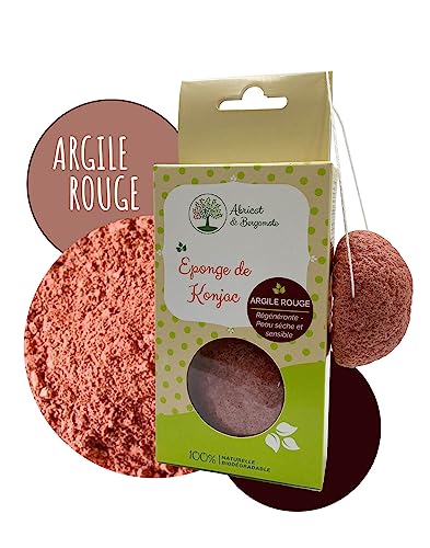 Sun&Sia - Esponja de Konjac 100% natural con arcilla roja