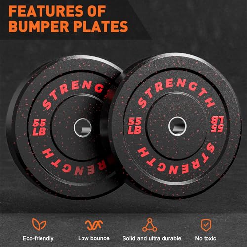 XDDIAS 260lb Bumper Plates, High-Bounce Olympic Weight Plates with Colored Fleck-Rubber Weights Plates for Weight Lifting and Strength Training - Thumbnail 5