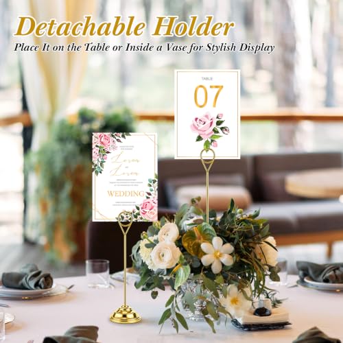 Image of 12 Pcs Table Number Holders Gold 8 Inch Metal Place Card Holders Table Number Stands Tabletop Sign Stands for Photos, Menu, Memo, Notes, Wedding, Restaurant, Banquet, Birthday