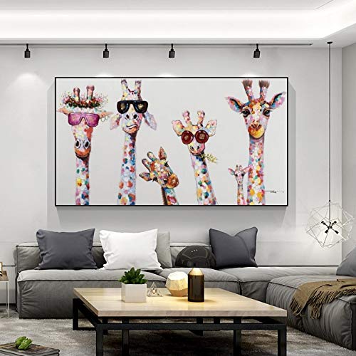 XIANGPEIFBH - Lienzo decorativo con diseño de jirafa de la familia, 40 x 80 cm, sin marco
