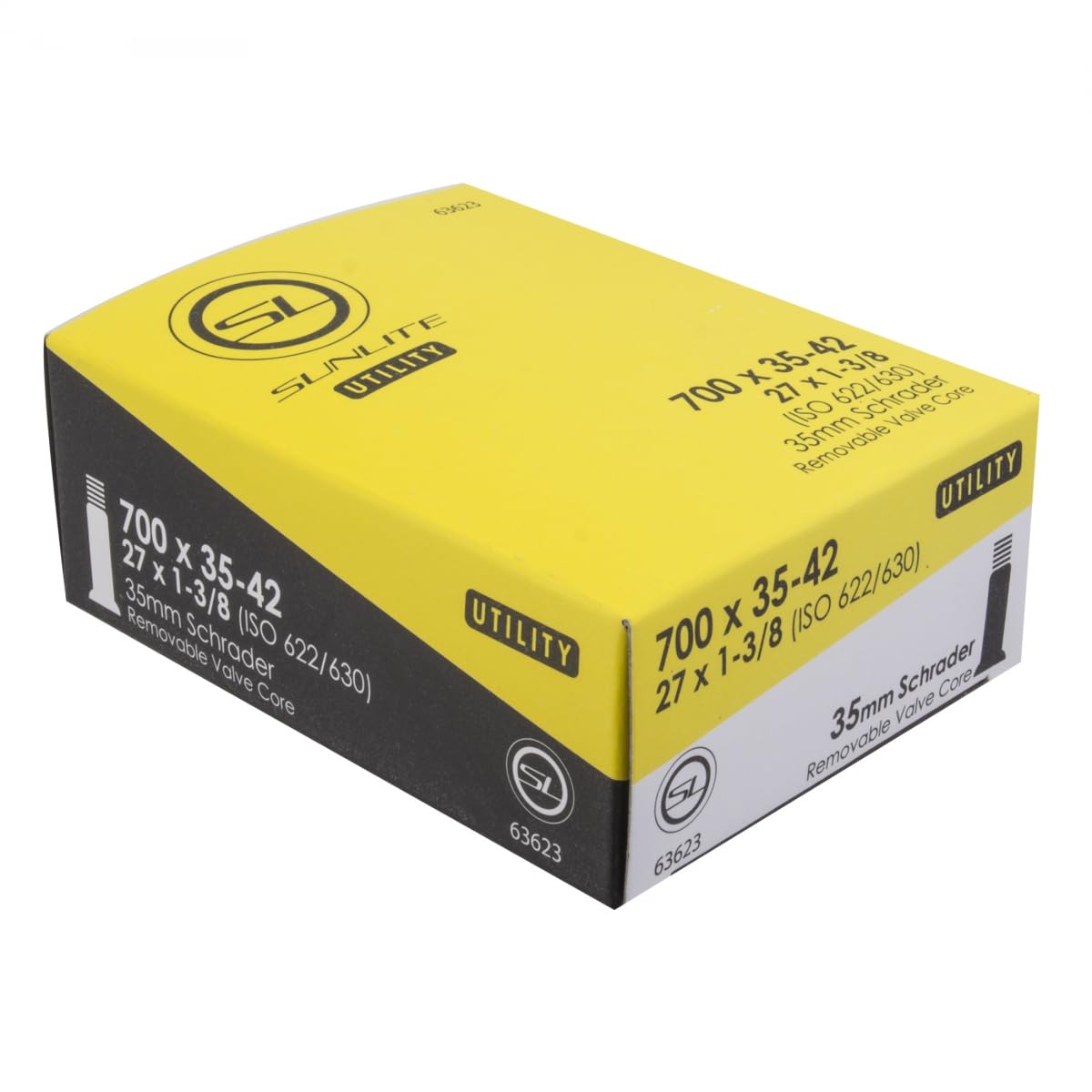 Sunlite Utili-T Schrader Valve Bicycle Tubes, 700 x 35-42 / 35mm Valve