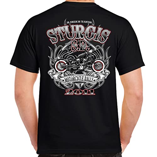 Nostalgia 2011 Sturgis Motorcycle Rally Retro Spade T-Shirt Black