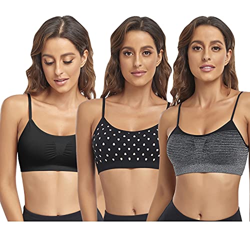 Image of Litthing Bralettes Padded for Women Cami Strap Bra Seamless Sportsbra Wireless Comfort Yoga Lightly T-Shirt Tank Tops
