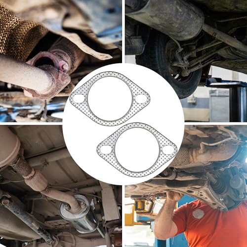 Image of 2.75 Inch 70mm Exhaust Gasket 2 Bolt for Muffler Flange Manifold High Temperature Graphite w /Fire Ring 2 Pcs
