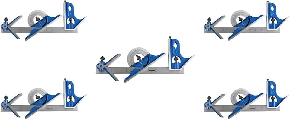 Accusize Industrial Tools 12'' 4 Combination Square Ruler Set Protractor Satin, 4-R Graduation, 0000-8101, 5 Sets