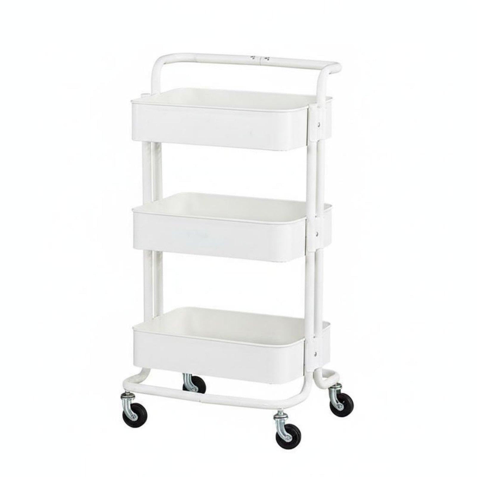 CALANDIS Hairdressing Tool Cart Movable Rolling Utility Trolley Multi-Functional 3 Tier Rolling Cart for Hair Stylists, Beauticians, Beauty Salon, Spa, Kitchen White-image-7