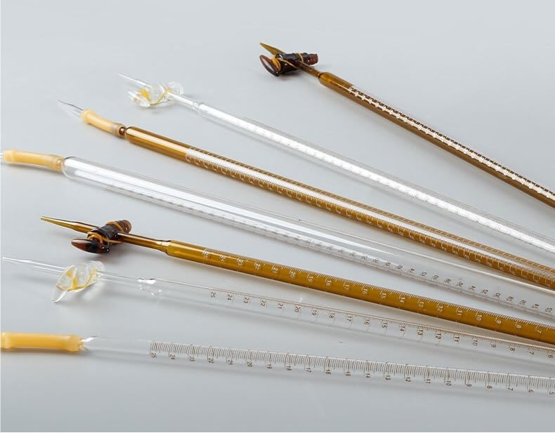Bureta de Vidrio Clase A con Llave PTFE - Transparente o Ámbar, 10ml a 100ml, Resistente a Ácidos y Álcalis para Titulación Lab(White acidic burette-50ml)