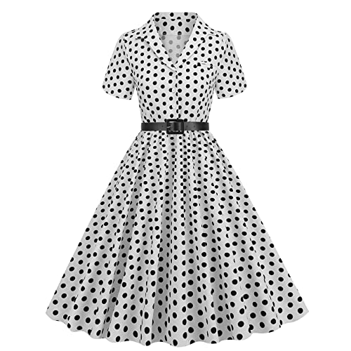 1950s Dresses for Women 50s Style Polka Dot Audrey Hepburn Vintage 1940s Rockabilly Retro Short...