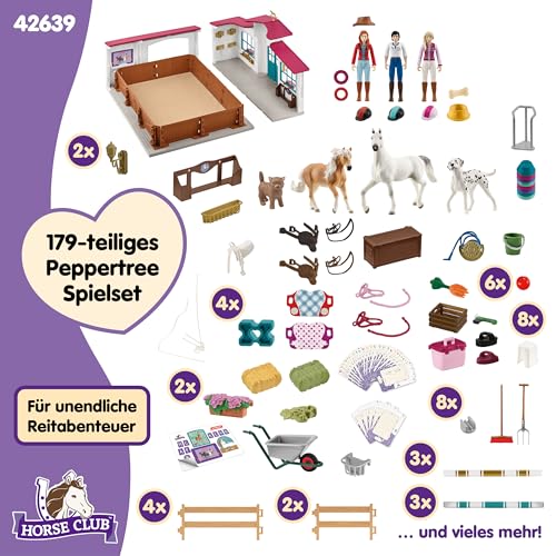 schleich Horse Club | Reithalle Peppertree 42639 | mit Hindernissen, Paddock, und vielem Zubehör | tolles Geschenk für Mädchen und Jungen | Pferde Spielzeug Kinder ab 5 Jahren | Set aus 179 Teilen