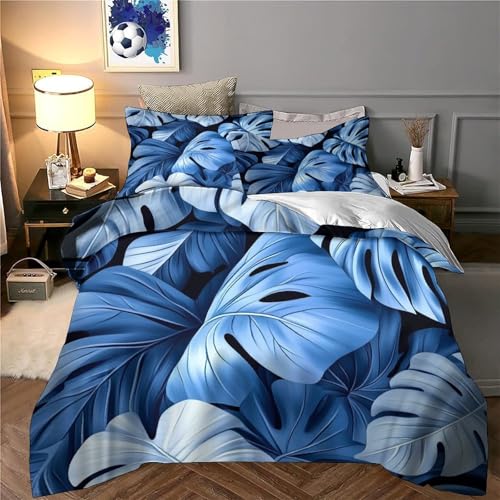 Housse de couette fleurs bleues parure de lit microfibre 220x240 cm - 6