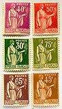  6 Authentiques Timbres de Collection Neufs ** de 1932. France Nos 280 à 284A. Gomme Non intacte.