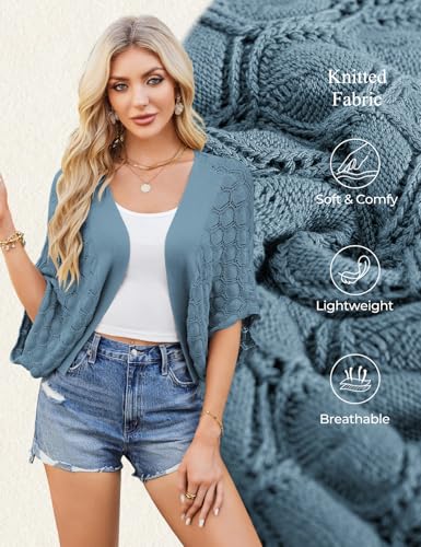 Image of GRACE KARIN Summer Cropped Cardigan for Women 2026 Batwing Sleeve Crochet Bolero Shrug Sweaters Lightweight Beach Boho Kimono