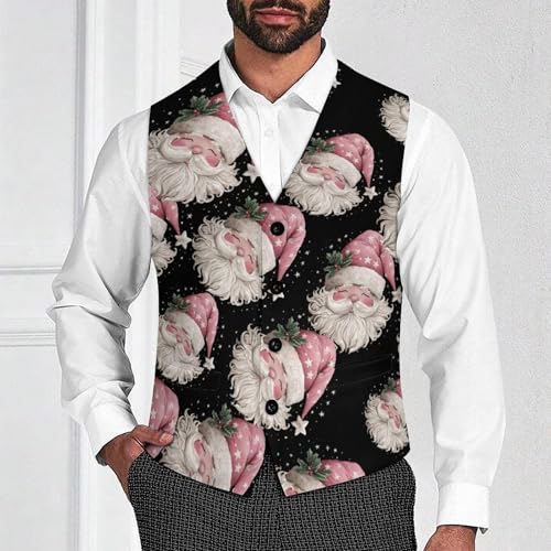 Christmas-Santa Men's Suit Vest Slim Fit Business Dress Party Pattern Waistcoat Vest Top2