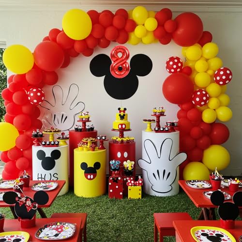 Image of TONIFUL Number Balloon 16 Inch 10 Pcs Red 0-9 Birthday Number Balloons | Small Custom Digital Mylar Foil Ballons for Birthday Halloween Graduation Anniversary 2027 New Year Eve Party Decorations