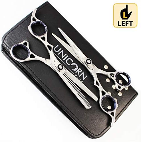 Extra Sharp [Left Handed] Professional Barber Scissors 6.5"Inches - Authentic Salon Hair Cutting Scissors - Black Finish Hair Cutting Scissors trimming scissors comes in a Leather Scissors Case