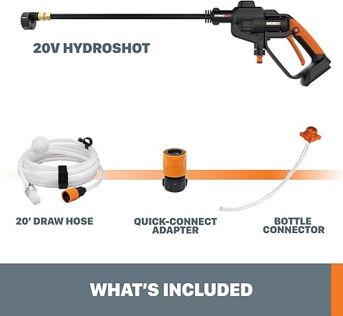 Miniatura 9 de WORX WG620 20V 4.0Ah Hydroshot Limpiador de energía portátil inalámbrico, negro y naranja