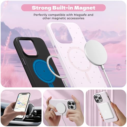 Coque iPhone 16 Pro Max en TPU stable motif mignon pois roses compatible MagSafe