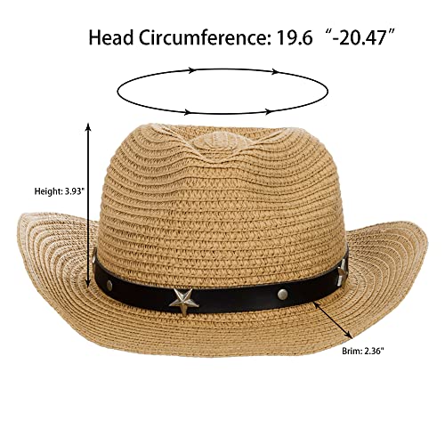 Toddler Straw Cowboy Hat Kids Western Cowboy Cowgirl Hat Summer Beach Sun Hat with Belt Buckle for 2-4 Years3
