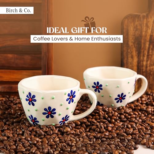 Image of Cups & Mugs - Coffee Mugs Set of 2 - Tea Cup - Ceramic Coffee Cup, Elegant Gift Pack, Microwave and Dishwasher Safe, Stylish Modern Design for Home & Office,BlueBrew Cup