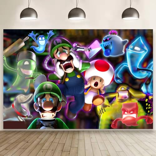 Mejores review On-line Luigi mansión - los más vendidos. 30 Luigi Mansion - Decoración de cumpleaños, diseño de mansión Luigi para decoración de cumpleaños para niños (5 x 3 pies)