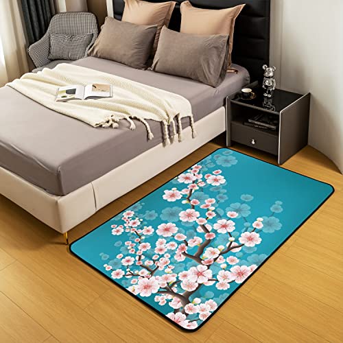 Loussiesd Sakura Area Rug Pink Cherry Blossom Living Room Rugs Ultra Soft Machine Washable Floral Rugs for Living Room Bedroom Indoor Floor Mat 150 * 200cm - Image 4