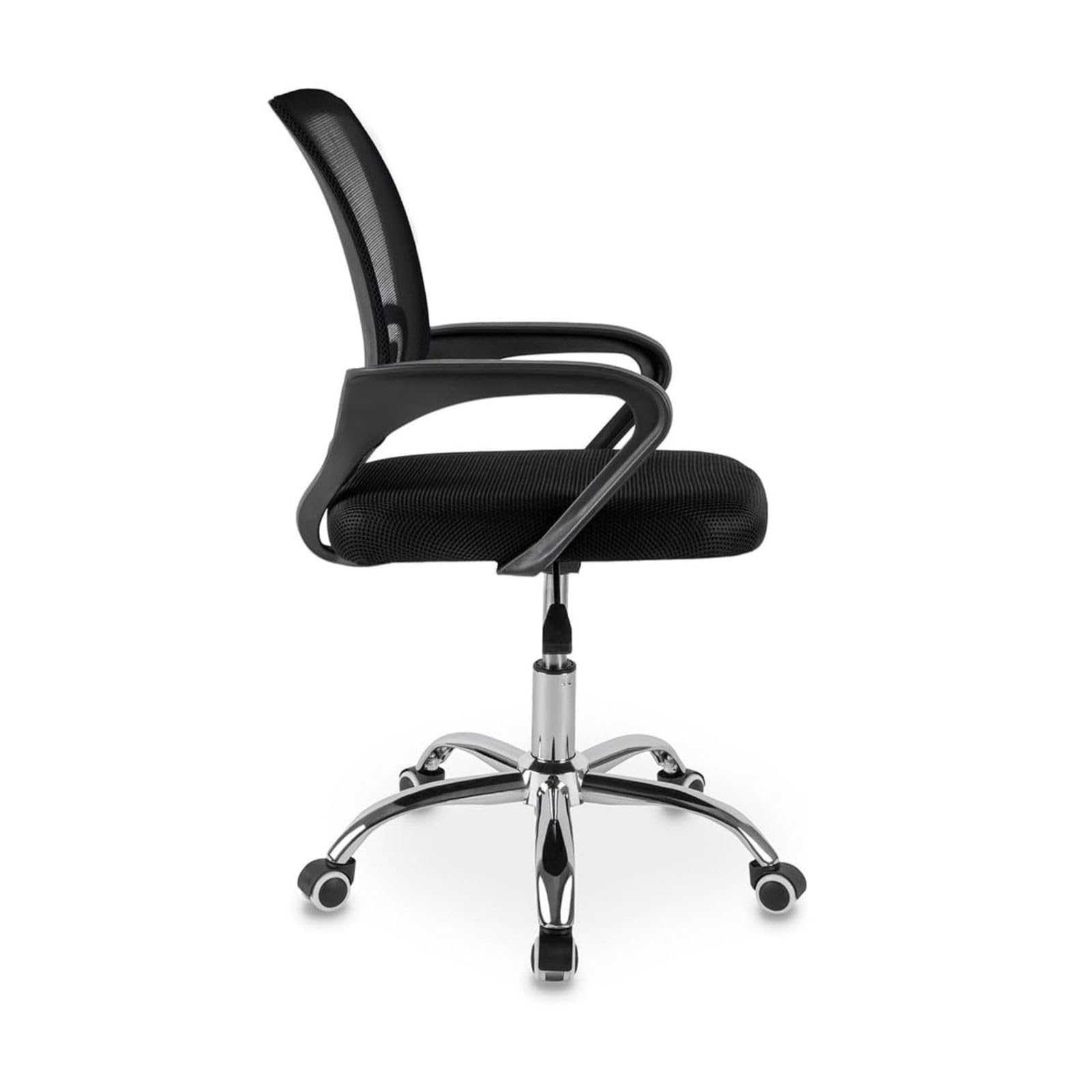 DASCK Silla de Oficina Ergonómica Negra con Respaldo de Malla, Altura Ajustable y Base Giratoria 360°