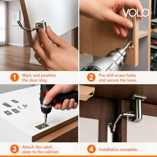 Image of Volo Premium Automatic Cam Tower Bolt /Kent Tower Bolt /Tower Bolt /Door Latch /kundi /chitakni /Chitkini (Brass TowerBolt) (Silver Satin Finish) (1 Set)