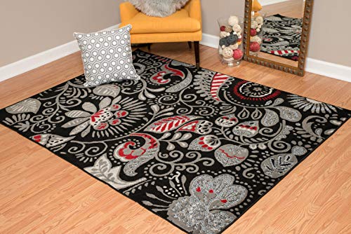 United Weavers Dallas Bandanna Area Rug - Black, 5X8, Paisley Indoor Rug With Graphic Pattern, Jute Backing #TOP3