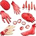 Cotiny 16 Pack Halloween Body Parts Props Fake Broken Hand Feet Heart Eye Prop for Halloween Prank Props Haunted House Decorations
