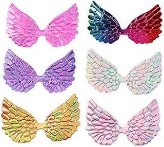David Angie Laser Angel Wing Fabric Embossed 60 Pcs Iridescent Wing Patches for DIY Crafts Hair Accessories (Assorted 60 pcs)