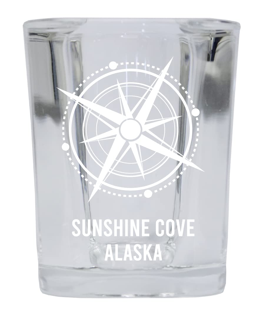 R and R ImportsSunshine Cove Alaska Beach Souvenir 2 oz Square Base Shot Glass Single