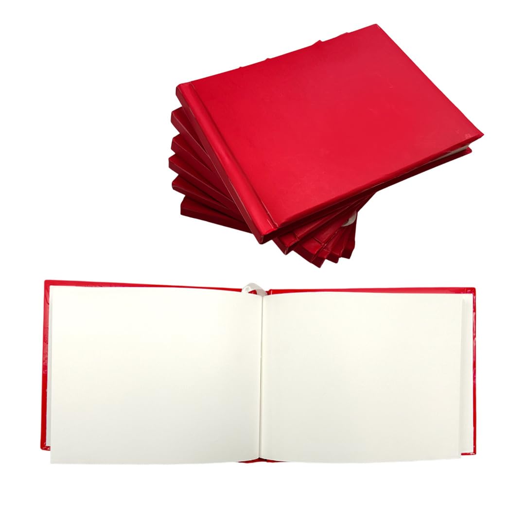 Janrax Pack of 12 Plain Cover 100 Pages Red Autograph Books – School Leavers Signature, End of Term Memory Book