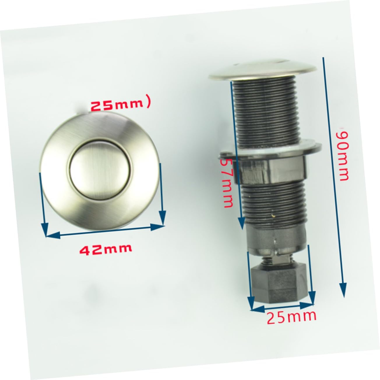 POPETPOP 3pcs Air Activated Push Switch for Food Waste Processor Pneumatic Button Air Pipe Stainless Steel Accessory Efficient Garbage Disposal