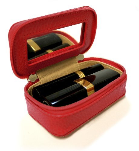 Leather Purse - Lipstick Holder & Mirror by Laurige - Turquoise