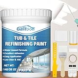 Tub and Tile Refinishing Kit, White Tile Paint 35oz with Tools, Odorless DIY Countertop Paints for Wall, Fiberglass/Bathroom/Floor/Cabinet/Kitchen/Porcelain (White)