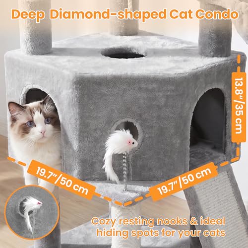 Torre para gatos vibrissia 61 pulgadas con rascador miniatura 2