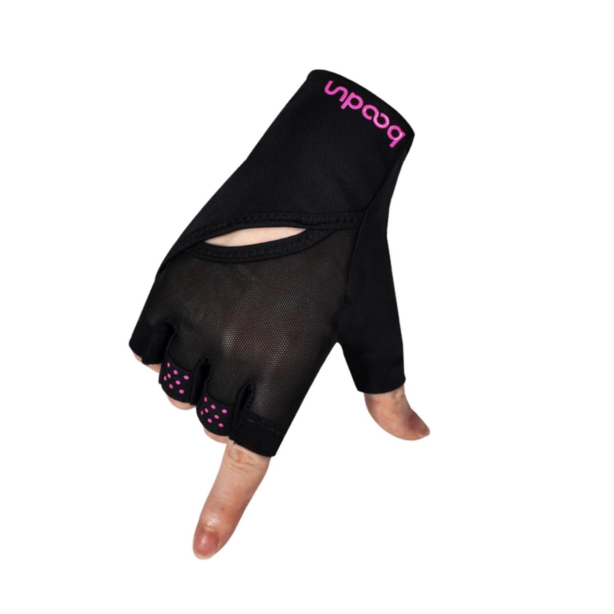 INOOMP 2pezzi Guanti Da Palestra Antiscivolo Per Fitness e Yoga Guanti Mezza Dita s Per Uomini e Donne Per Sport All Aperto e Attività Fitness Nero Rosa