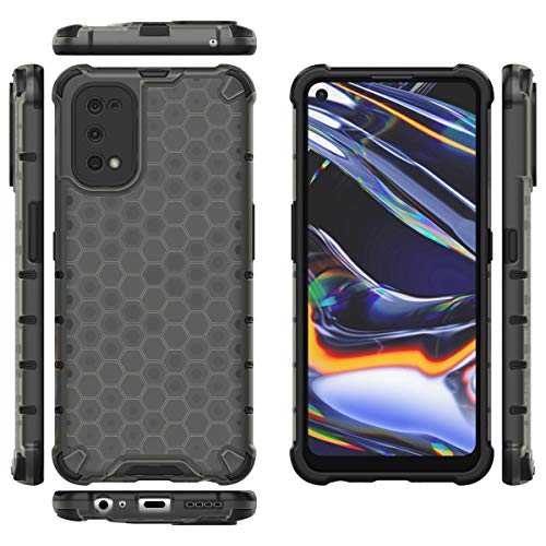 Image of Glasgow Back Case Cover Compatible with Realme 7 Pro (Honeycomb Pattern) - Black
