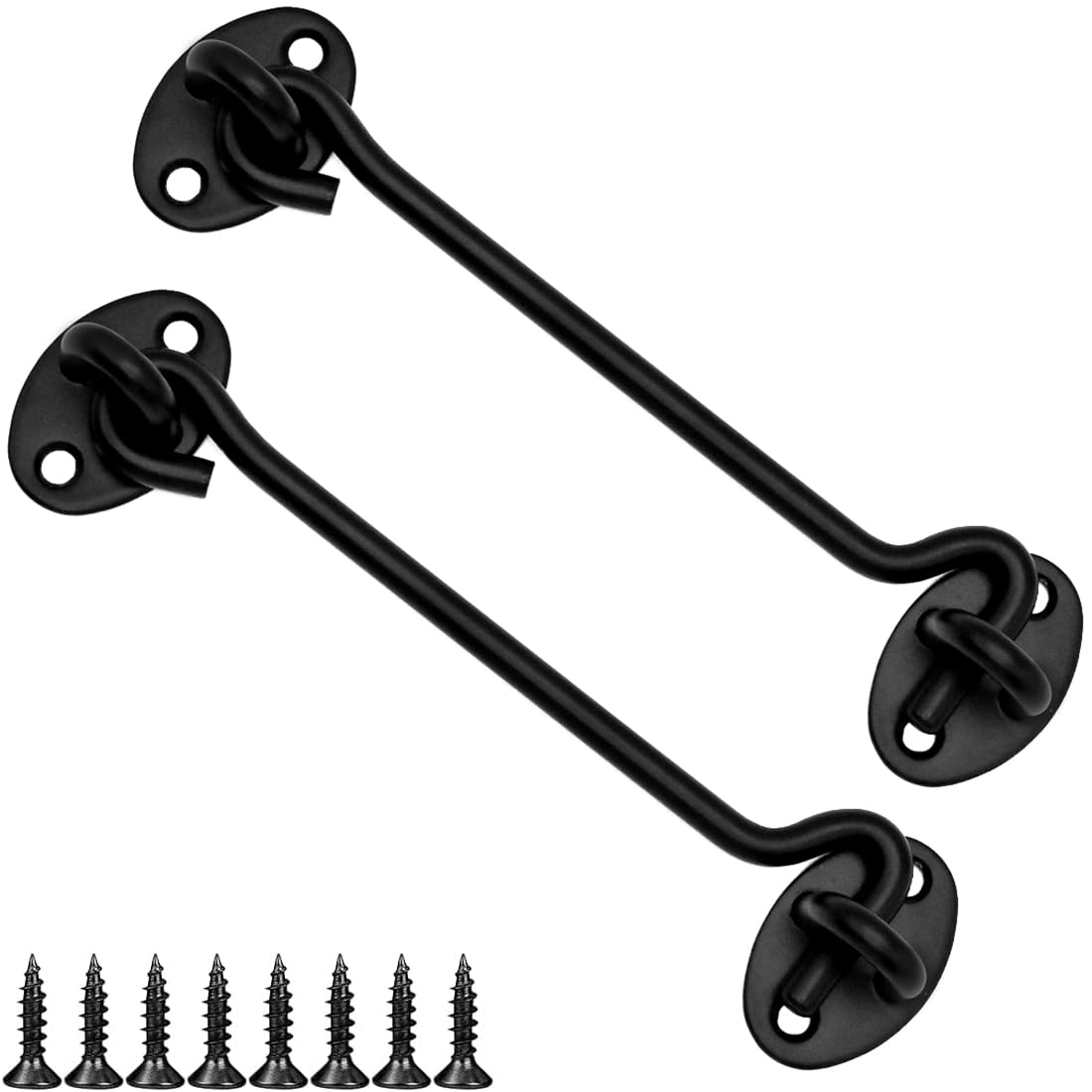 Licqic Black 2 Pcs Cabin Hook, Gate Latch Hook, Stainless Steel Eye Latch For Garage, Shed Door, Window