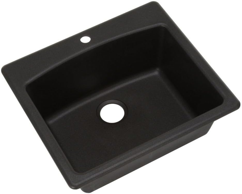 Franke Ellipse 25" Dual Mount Granite Single Bowl Kitchen Sink, Onyx