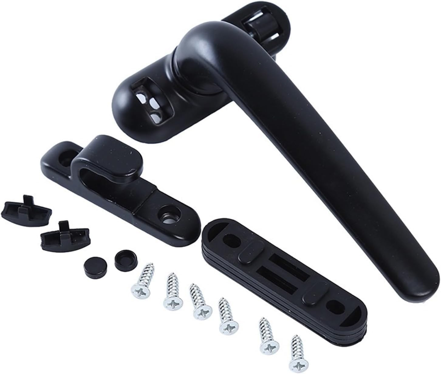 Window Handle， Window Locks, Universal Window Handle Lock Casement Window Lock Wheel Handle Black Hardware Furniture Supplies Door(White Left)