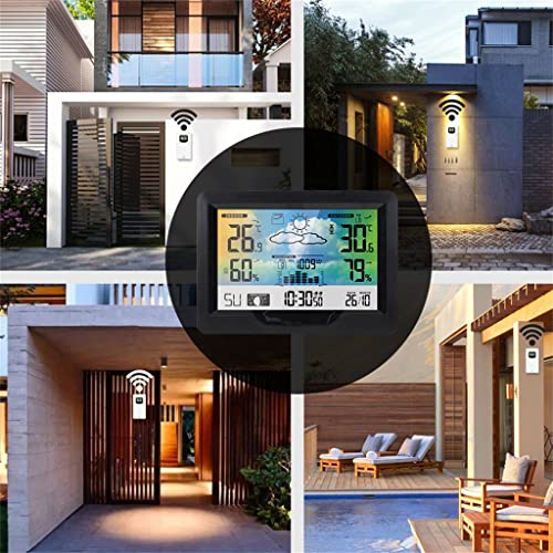 Sensor inalámbrico con termohigrómetro digital y reloj de alarma para pared 4