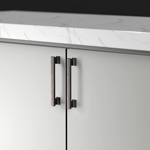 Miniatura 2 de 9BUILD Paquete de 10 manijas de gabinete de cocina de 5 pulgadas (5.039in) de níquel satinado cepillado, manijas de gabinete de cocina, manijas de