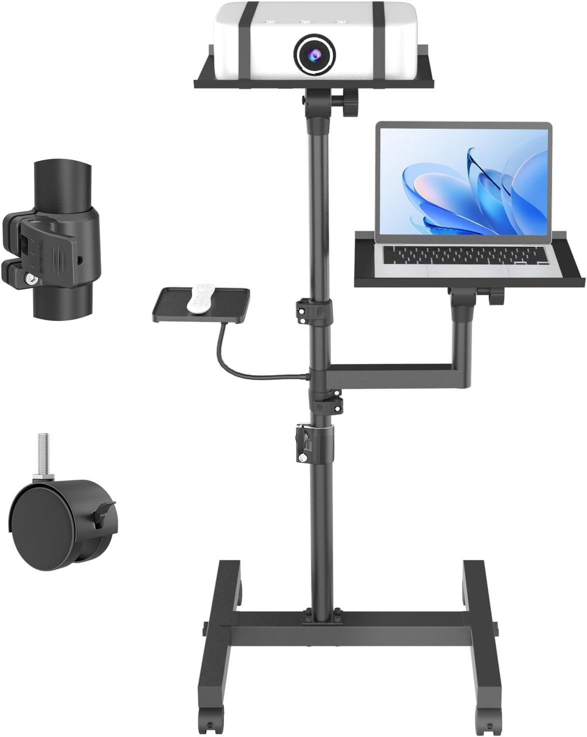 Photo 1 of Projector Stand, 2 Shelves Mobile Laptop Cart with Adjustable 47" Height