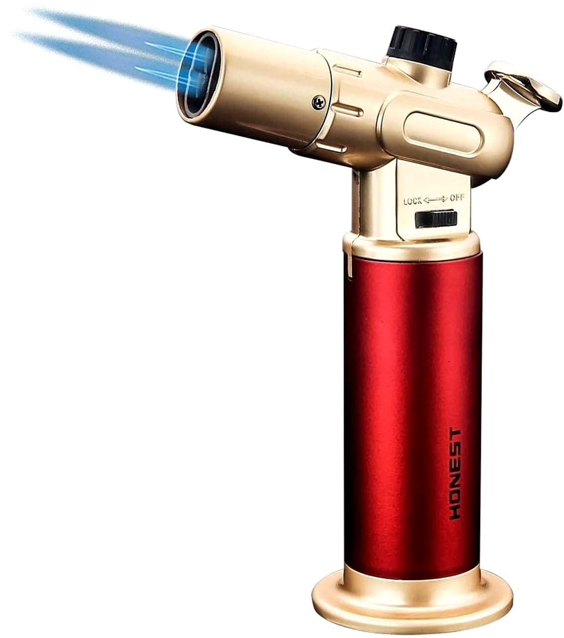 GO2CAMPS Windproof Torch Lighter Butane Refillable Gas Lighter Double Jet Flame Adjustable (Butane Gas Not Included) for Bakhoor charcoal, Cigar, Candle, Cooking, Camping, Baking, BBQ (Red)
