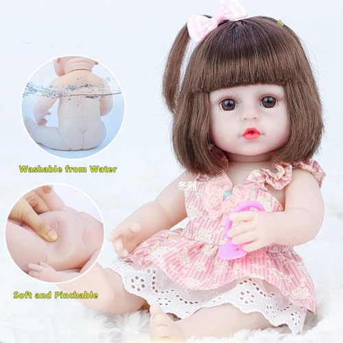 دمية طفلة حديثة الولادة واقعية من السيليكون الناعم معها ملابس واكسسوارات من بيونتي، مناسبة للأطفال بسن 3/ 4/ 5/ 6 سنوات فما فوق، مقاس 38 سم (لون ايه)