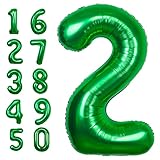 40 Inch Giant Green Number 2 Balloon, Helium Mylar Foil Number Balloons for Birthday Party, 2nd Birt